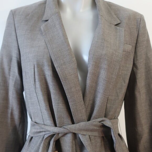 NWT Womens TWP Taupe Virgin Wool Blend Blazer Smoking Jacket S - Picture 6 of 16